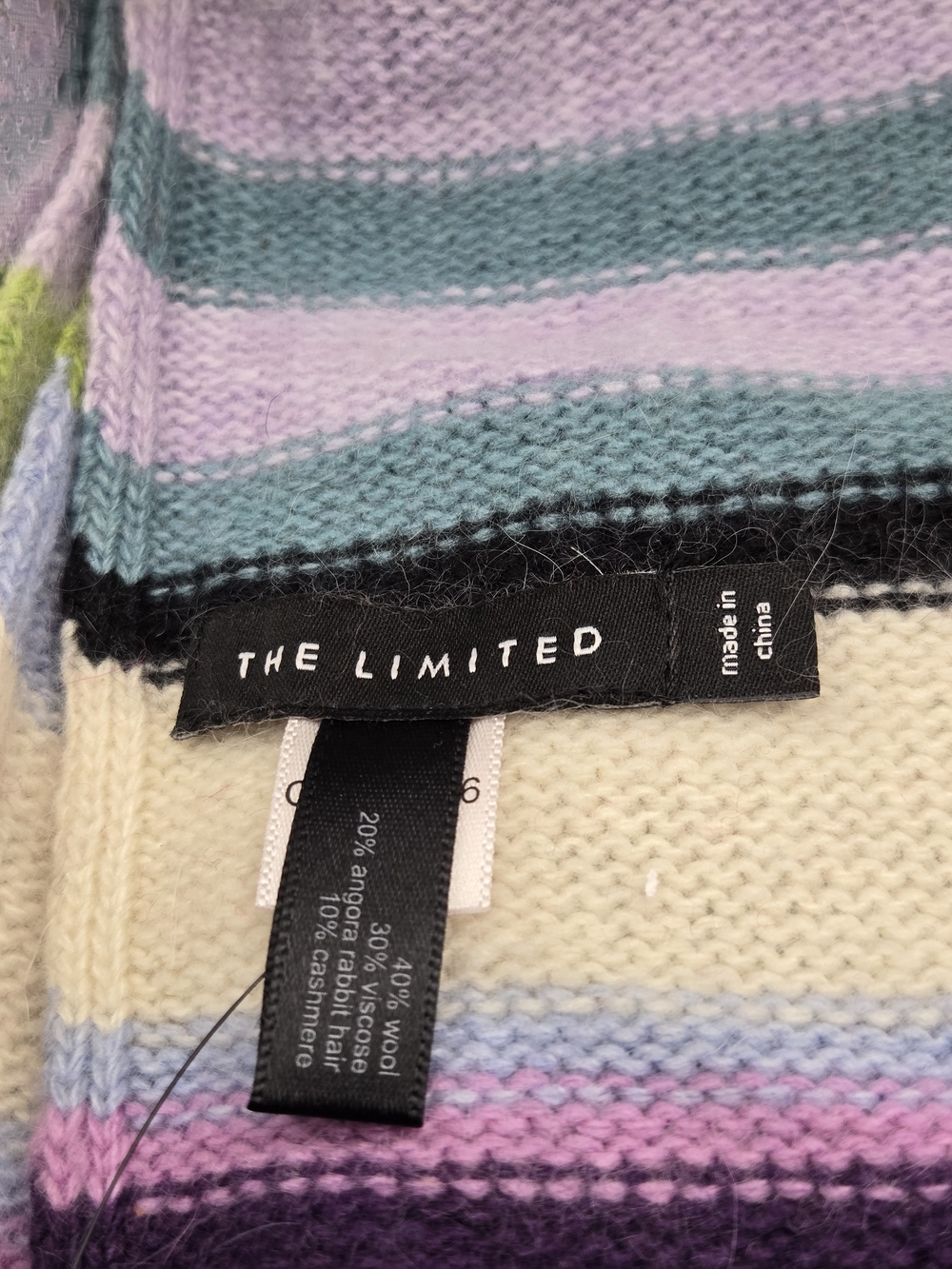 3 The Limited Multicolor Striped Knit Scarves - Pink, Red, Purple, Green, Blue - Picture 3 of 3